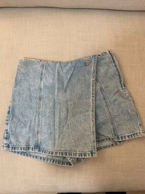 Light Blue Denim Wrap Skort
